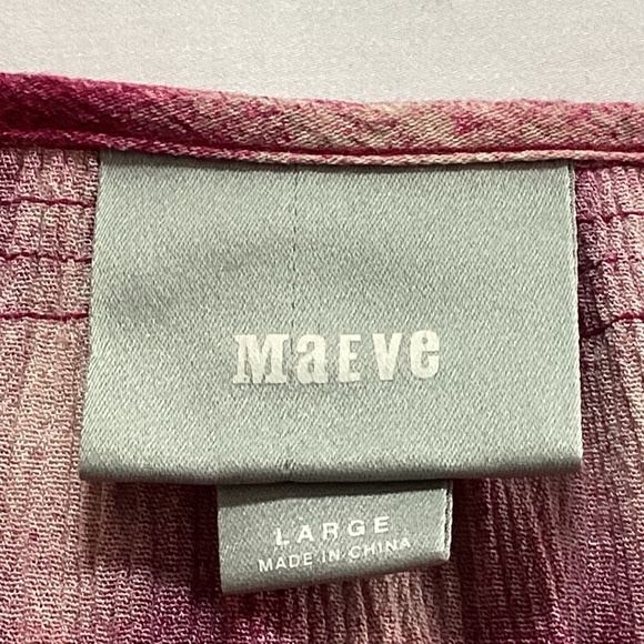 Anthropologie Maeve Cavalon Peplum Plaid Blouse Magenta Off-White L - Picture 4 of 10